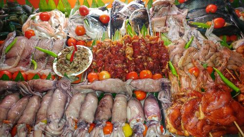 Close-up of fresh seafood for sale