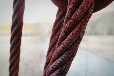 Close-up of weathered twisted rope
