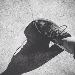 High angle view of shoes on floor