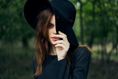 Young woman wearing hat