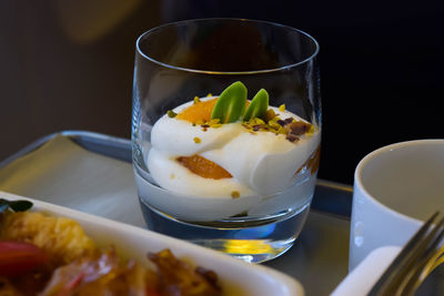 Close-up of dessert served on plate