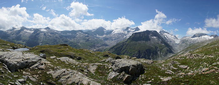 Panoramic view of mountains against sky