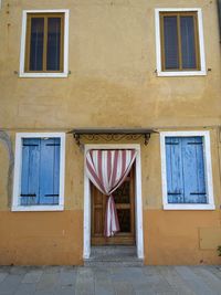 Closed door of building