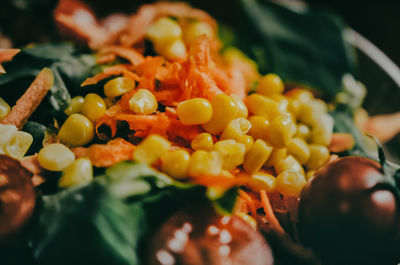 High angle view of chopped vegetables