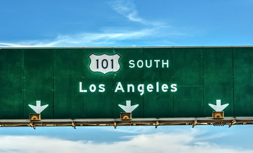 Low angle view of information sign against sky