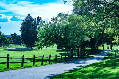 Road passing through field