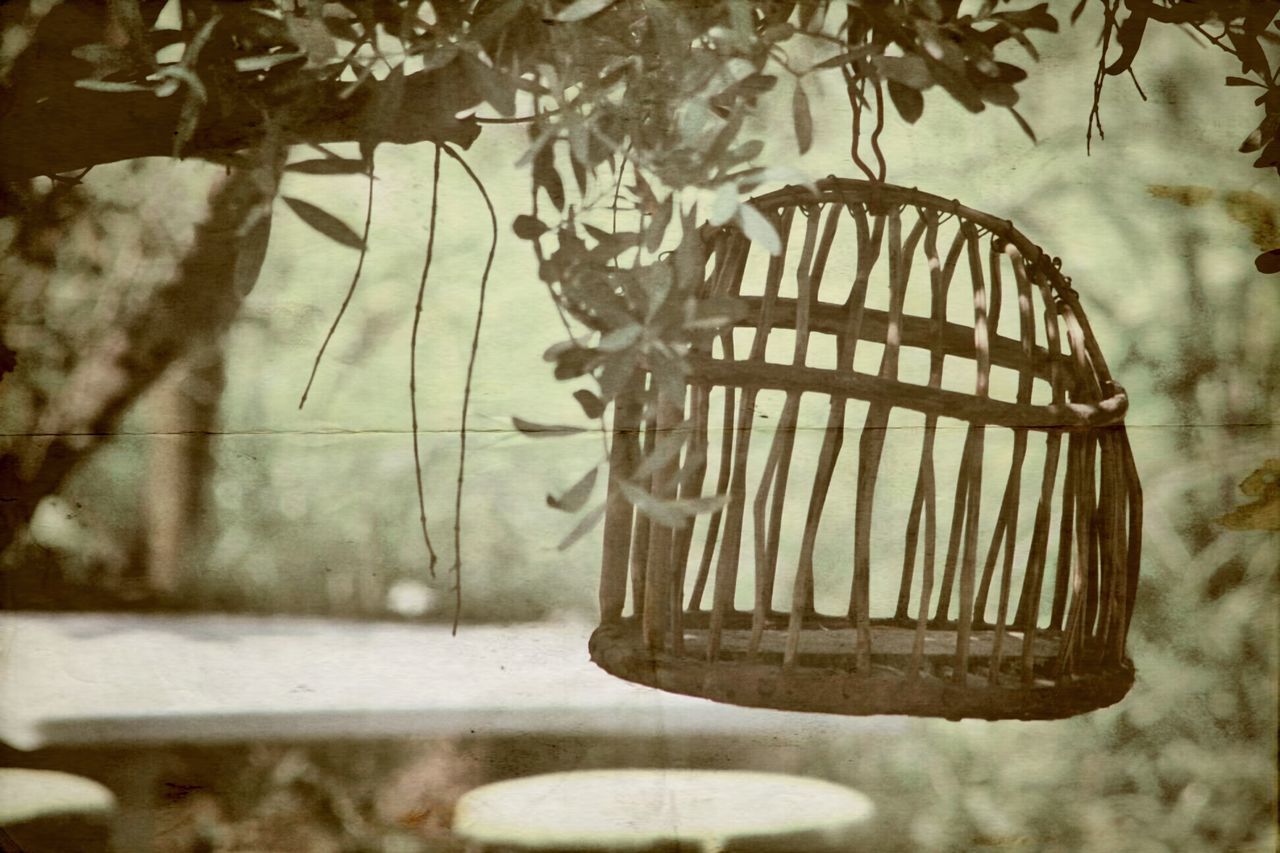 focus on foreground, indoors, close-up, metal, reflection, hanging, no people, water, day, metallic, lighting equipment, wall - building feature, glass - material, selective focus, pattern, transparent, nature, electricity, empty