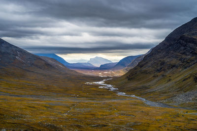 Idyllic landscape against cloudy sky in sweden