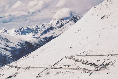 Scenic view of snowcapped mountain against sky