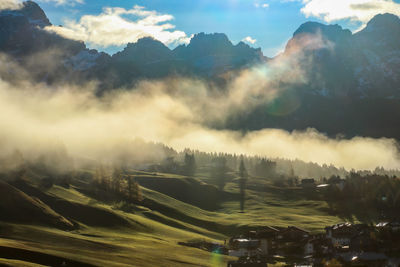 The valley of san cassiano in the early morning hours