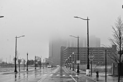 View of street lights in city
