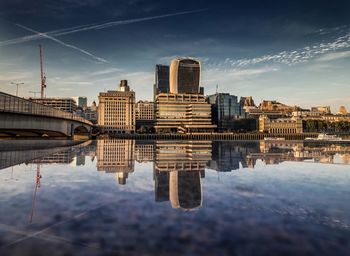 Reflection of buildings in water