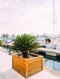 View of swimming pool by sea against sky