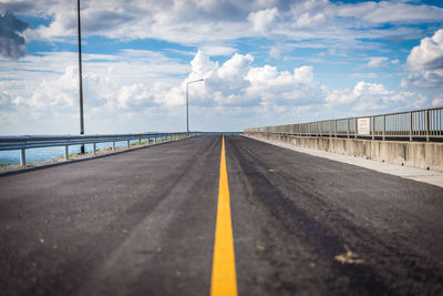 Empty road against cloudy sky