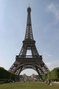 Low angle view of eiffel tower against sky
