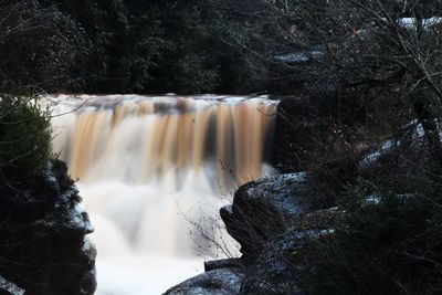 Close-up of waterfall in snow