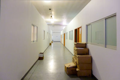 Empty corridor along walls