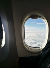 View of landscape through airplane window