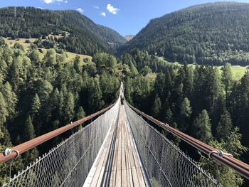 High angle view of bridge against mountain