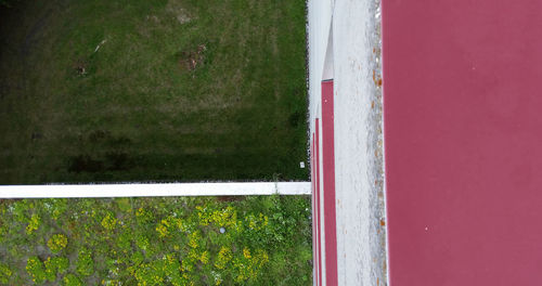 View of field seen through window