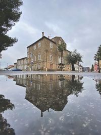 Reflection of buildings on water in canal