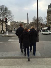 People walking on city street