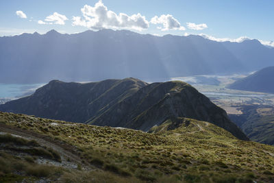 Scenic view of mountains against sky