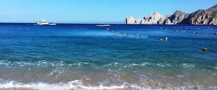 Scenic view of sea against clear sky