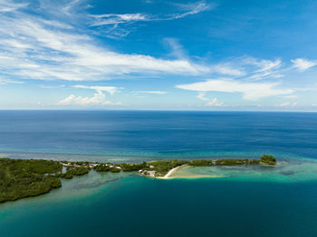 Shore of the island with the beach and blue sea.turtle islands, negros, philippines