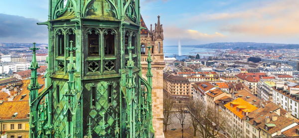 Panoramic view of city buildings against sky