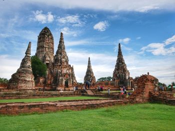 Old temple against building
