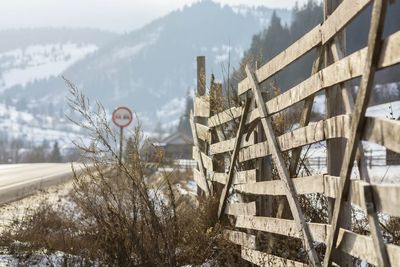 Close-up of wooden fence