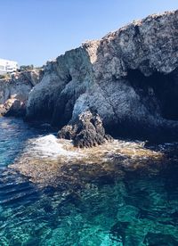 Scenic view of sea against clear sky