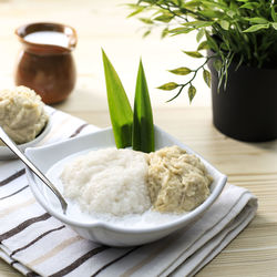 Close-up of food on table