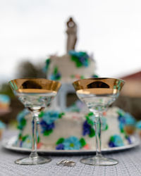 Close-up of wine glass on table