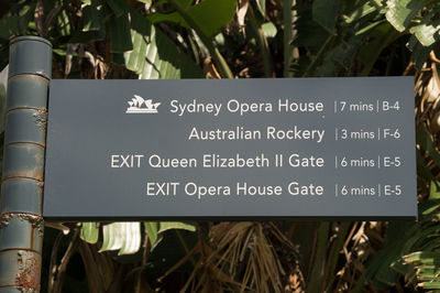 Close-up of information sign