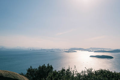 Scenic view of sea against sky at sunset