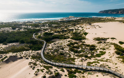 High angle view of sea against sky