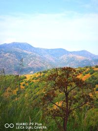 Scenic view of mountains against sky