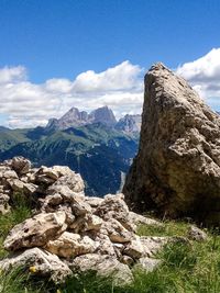 Scenic view of rocky mountains against sky