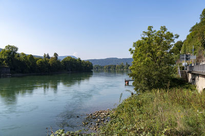 Scenic view of lake against clear sky