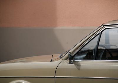 Close-up of vintage car on wall