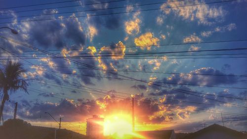 Electricity pylon at sunset