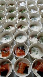 High angle view of food on table