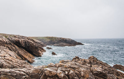 Scenic view of sea against clear sky