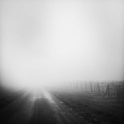 Scenic view of landscape during foggy weather