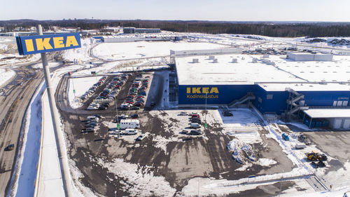 High angle view of snow covered mountain