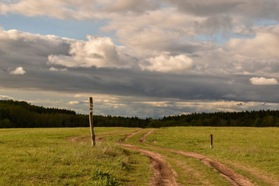 Scenic view of field against sky