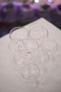 Close-up of water drinking glass on table