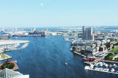 View of cityscape with sea in background